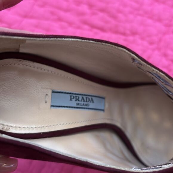 PRADA Elegant Burgundy  suede lace up High Heels booties, US7 - Picture 8 of 10